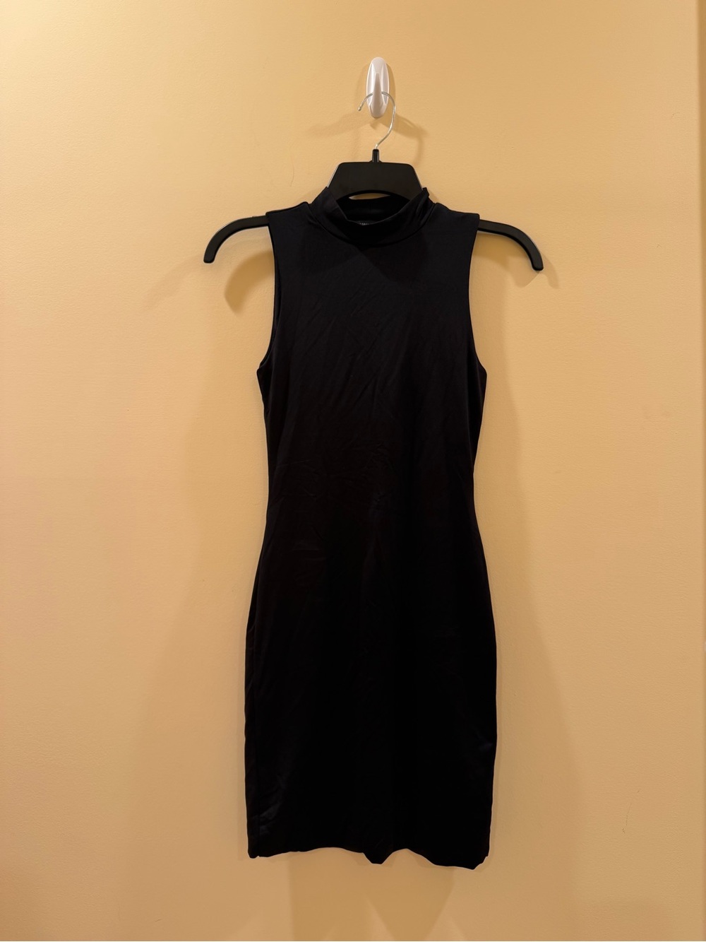 Black Sleeveless Mock-Neck Mini Dress